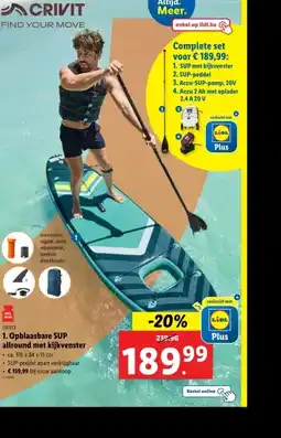 Lidl 1. Opblaasbare SUP allround met kijkvenster aanbieding