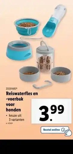 Lidl Reiswaterfles en -voerbak voor honden aanbieding