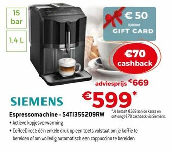 Exellent Siemens Espressomachine - S4TI355209RW aanbieding