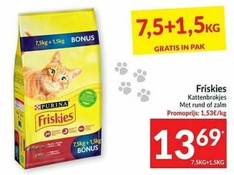 Intermarché Friskies kattenbrokjes met rund of zalm aanbieding