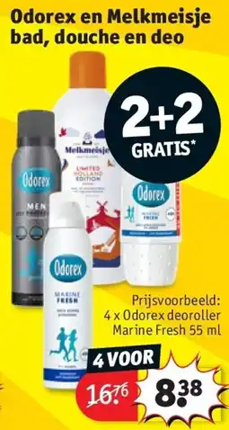Kruidvat Odorex en Melkmeisje bad, douche en deo aanbieding