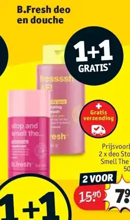 Kruidvat B.Fresh deo en douche aanbieding