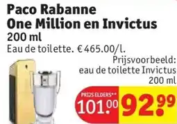 Kruidvat Paco Rabanne One Million en Invictus aanbieding