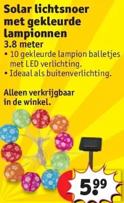 Kruidvat Solar lichtsnoer met gekleurde lampionnen aanbieding