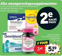 Kruidvat 2 x Kruidvat Foliumzuur tabletten B 2 120 stuks aanbieding