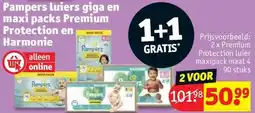 Kruidvat Pampers luiers giga en maxi packs Premium Protection en Harmonie aanbieding