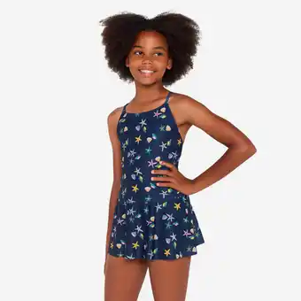 Decathlon Meisjesbadpak met rokje 100 Lila blauw aanbieding