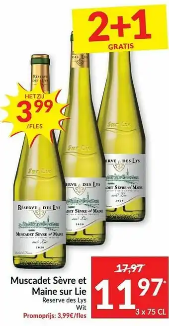 Intermarché Muscadet sèvre et maine sur lie reserve des lys wit aanbieding