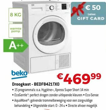 Exellent Beko Droogkast BEDF8421TXO aanbieding