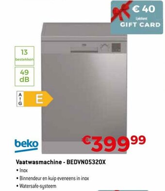 Exellent Beko Vaatwasmachine - BEDVN05320X aanbieding