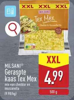 ALDI Milsani geraspte kaas tex mex aanbieding