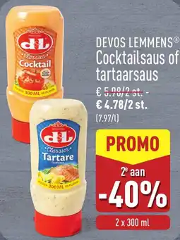 ALDI Devos lemmens cocktailsaus of tartaarsaus aanbieding