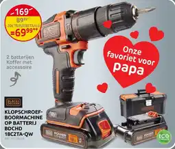 Brico Klopschroef boormachine op batterij BDCHD 18C2TA-QW aanbieding