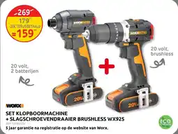 Brico Set klopboormachine + slagschroevendraaier brushless WX925 aanbieding