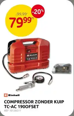 Brico Compressor zonder kuip TC-AC 1900FSET aanbieding
