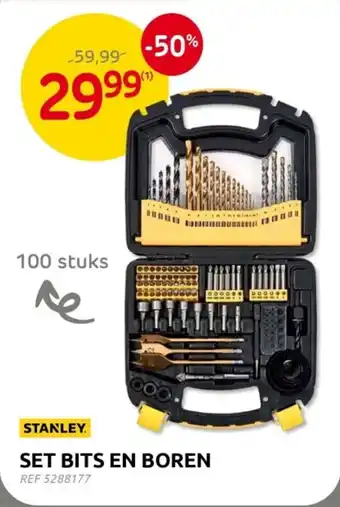 Brico Stanley set bits en boren aanbieding