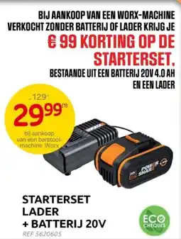 Brico Starterset lader + batterij 20V aanbieding