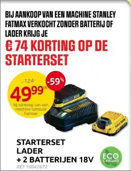 Brico Starley lader + 2 batterijen 18V aanbieding