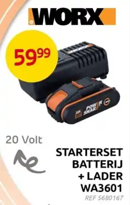 Brico Starterset batterij + lader WA3601 aanbieding