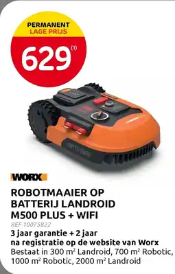 Brico Worx robotmaaier op batterij landroid M500 plus + wifi aanbieding