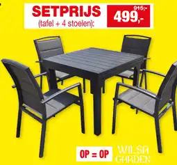 Hubo Setprijs ( tafel + 4 stoelen ) aanbieding