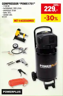 Hubo Compressor POWX1751 aanbieding