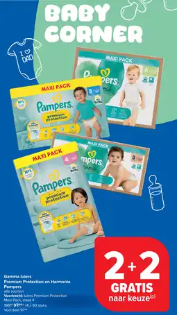 Carrefour Gamma luiers Premium Protection en Harmonie Pampers aanbieding