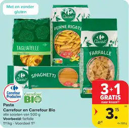 Carrefour Pasta Carrefour en Carrefour Bio aanbieding