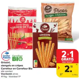 Carrefour Grissini, stengels en crêpes Carrefour en Carrefour Bio aanbieding