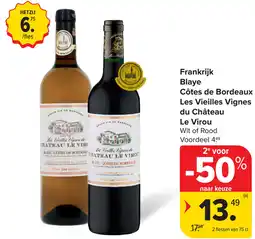 Carrefour Frankrijk Blaye Côtes de Bordeaux Les Vieilles Vignes du Château Le Virou aanbieding
