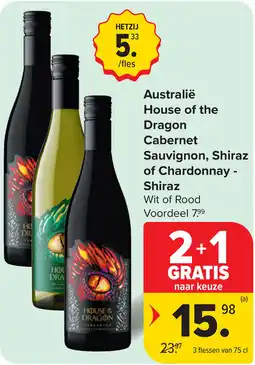 Carrefour Australië House of the Dragon Sauvignon, Shiraz of Chardonnay Shiraz aanbieding