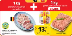 Carrefour Oesters + gehakt van varken van weleer Kwaliteitsketen Carrefour aanbieding