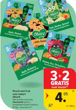 Carrefour Pouch met fruit voor baby's Olvarit aanbieding