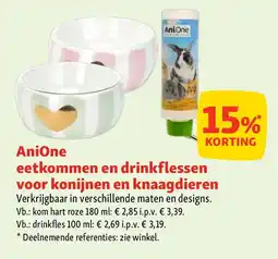 Maxi Zoo AniOne eetkommen en drinkflessen voor konijnen en knaagdieren aanbieding