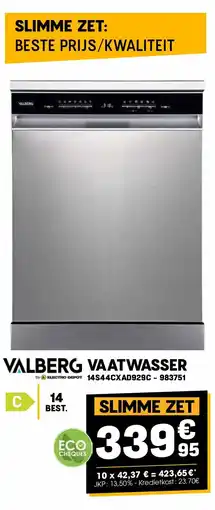 Electro Depot Valberg VAATWASSER 14S44CXAD929C aanbieding