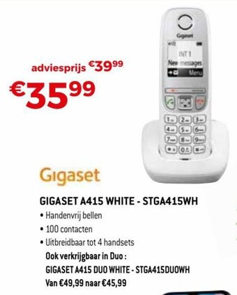 Exellent Gigaset A415 White-STGA415WH aanbieding