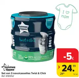 Carrefour Tommee Tippee Set van 3 navulcassettes Twist & Click aanbieding
