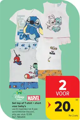 Carrefour Set top of T-shirt + short voor baby's aanbieding
