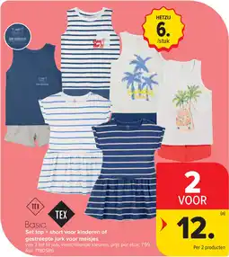 Carrefour TEX Basic Set top + short voor kinderen of gestreepte jurk voor meisjes aanbieding