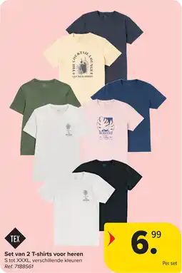 Carrefour TEX Set van 2 T-shirts voor heren aanbieding