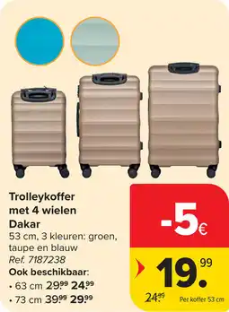 Carrefour Trolleykoffer met 4 wielen Dakar aanbieding