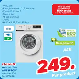 Carrefour Brandt Wasmachine WFB383QW aanbieding