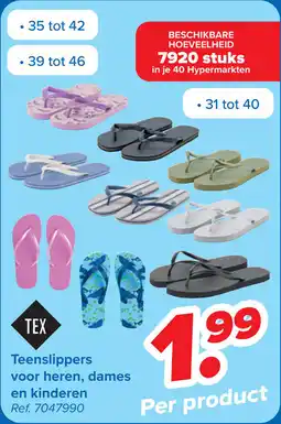 Carrefour TEX Teenslippers voor heren, dames en kinderen aanbieding