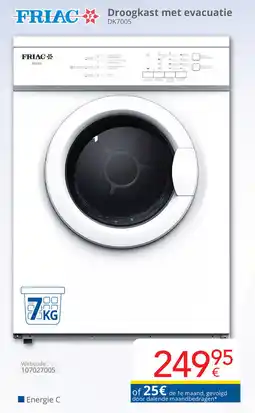 Eldi Friac Droogkast met evacuatie DK7005 aanbieding