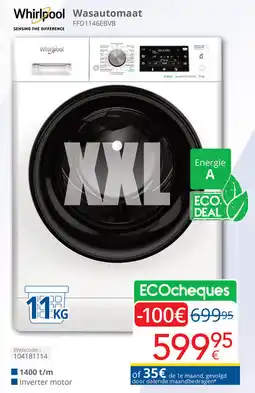 Eldi Whirlpool Wasautomaat FFD1146EBVB aanbieding