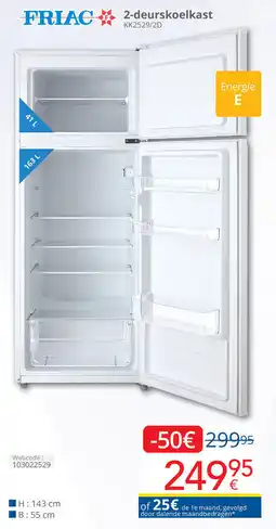 Eldi Friac 2 deurskoelkast KK2529/2D aanbieding