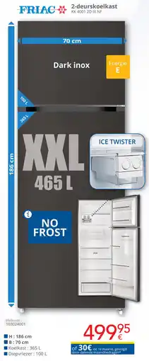 Eldi Friac 2 deurskoelkast KK 4001 2D IX NF aanbieding
