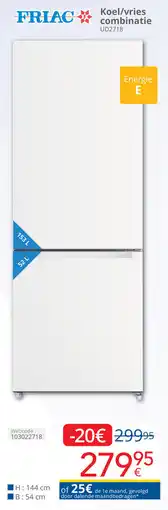 Eldi Friac Koel / vries combinatie UD2718 aanbieding