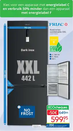 Eldi Friac Koel / vries combinatie XXL UD45101XNF aanbieding