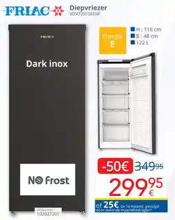 Eldi Friac Diepvriezer VDV7201 DIXNF aanbieding